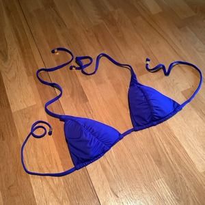BECCA BY REBECCA VIRTUE Blue Swim Bikini Tie Top S